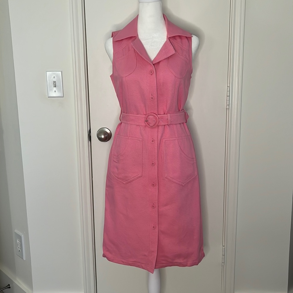Talbots Petites Barbie pink vintage style collared dress, size 4